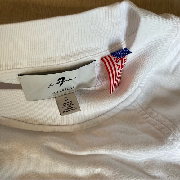 7 FAM | MANKIND EMBROIDERED 3/4 PUFF SLEEVE SWEATSHIRT IN WHITE SMALL - Picture 5 of 10